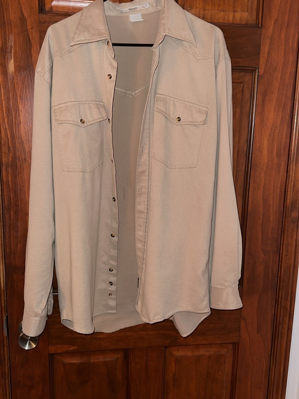 Men's Beige Button-Up Overshirt Jacket